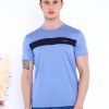 Мужская синяя спортивная футболка с воротом-ситим, slimfit, дышащая, из флошевой ткани, 100% местное производство