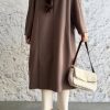 Женское однобортное пальто с швами и карманами, коричневое, кашемировое, стильное и теплое, 110 см длиной, стандартный размер