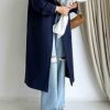 Женское синее кашемировое пальто с поясом и пуговицами, элегантный и теплый предмет гардероба для зимнего стиля